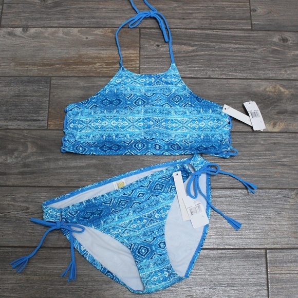 NWT Ocean Front Ninety Five Degrees Bikini Set Jrs Large High Neck Top & Bottoms - Picture 3 of 9